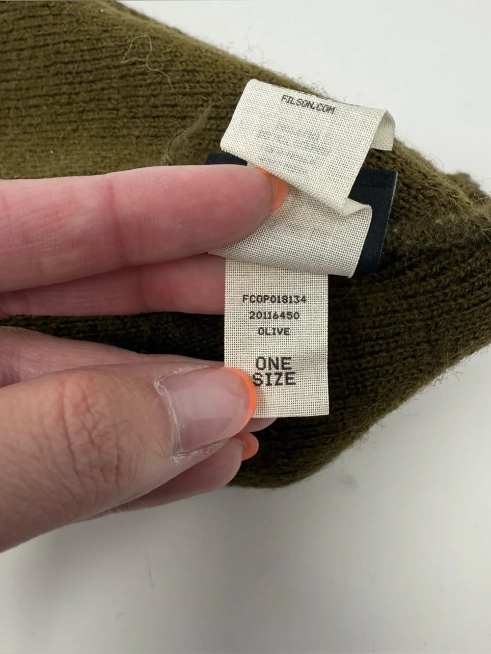 Filson Olive Green Wool Beanies Kids One Size